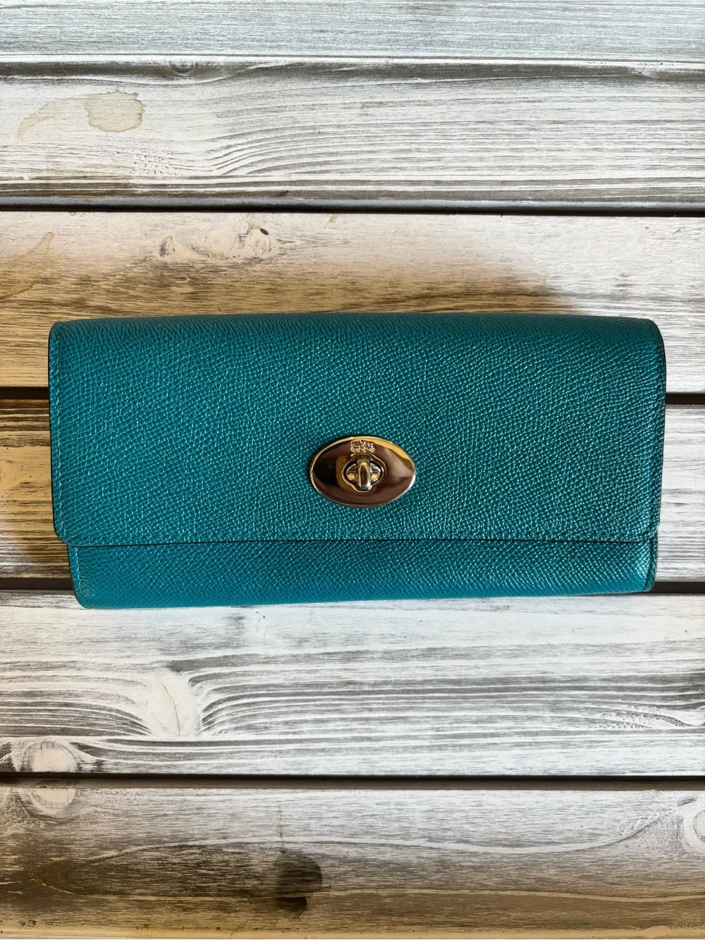 Teal Leather Coach Wallet